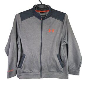 Mens Under Armour Gray & Orange Storm Full Zip Jacket Loose Fit Polyester XL
